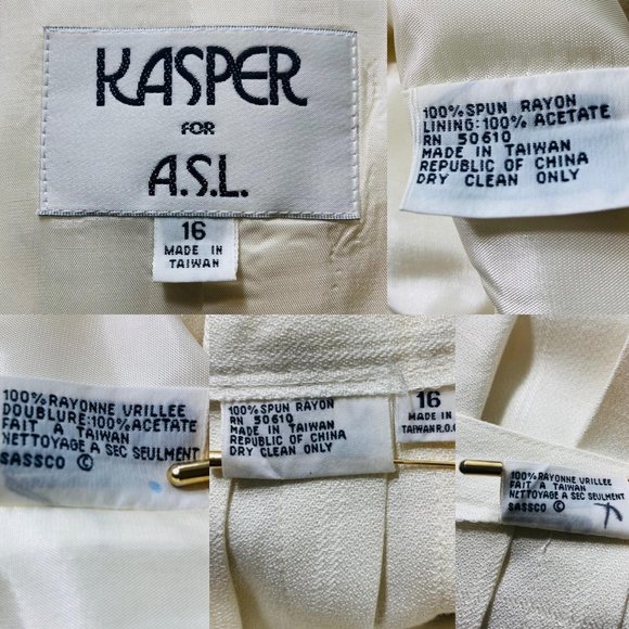 Kasper for A.S.L. Oversized Jacket & Pleated A-line MIDI Skirt Vintage Ivory 16 - Picture 12 of 15